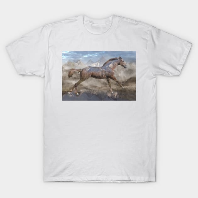 Running Mountain Horse T-Shirt by candiscamera